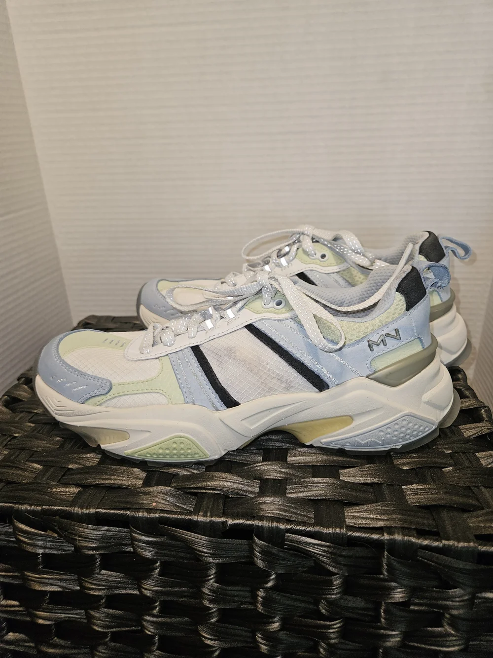 Mark Nason White, Light Blue & Pale Yellow Chunky Sneakers